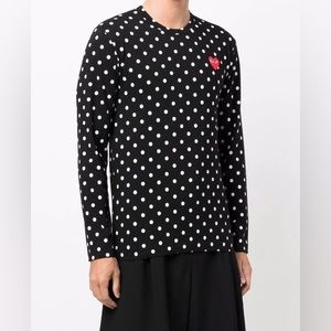 Men’s Comme des Garcones PLAY Long Sleeve Polka Dot Shirt